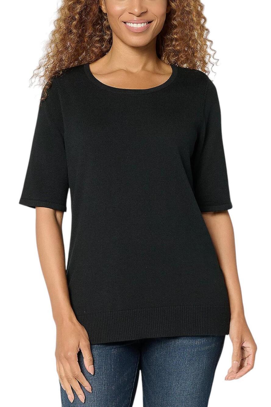 Brandis Dress Out Loud Elbow Sleeve Sweater Shell Blk - Regular